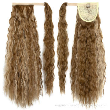 Wholesale Ponytails Widen Long Wavy Synthetic Ponytail Hair Extensions for Black Women Wrap Around Ponytail
